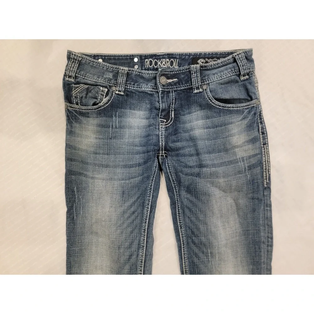 Rock & Roll Cowgirl jeans Original Low Rise embellished thick stitch Womens‎ 28